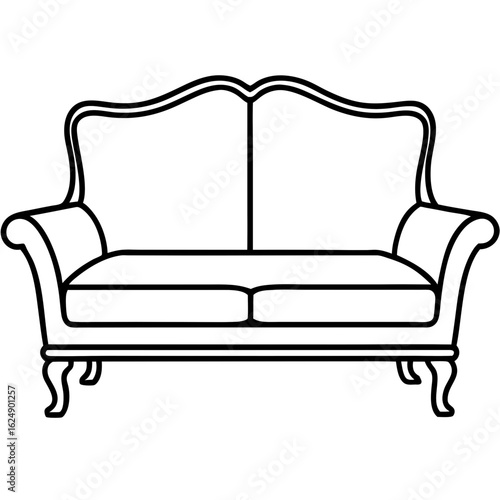 Minimalist Sofa Set Front Outline Vector