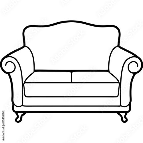 Minimalist Sofa Set Front Outline Vector