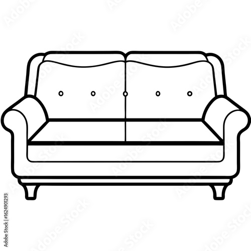 Minimalist Sofa Set Front Outline Vector