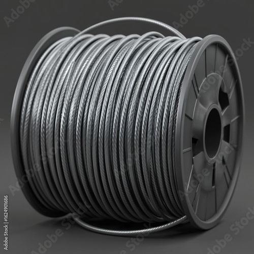 spool of metal wire on grey background