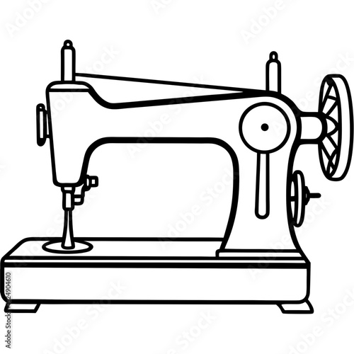 Vintage Sewing Machine on Table – Art Vector