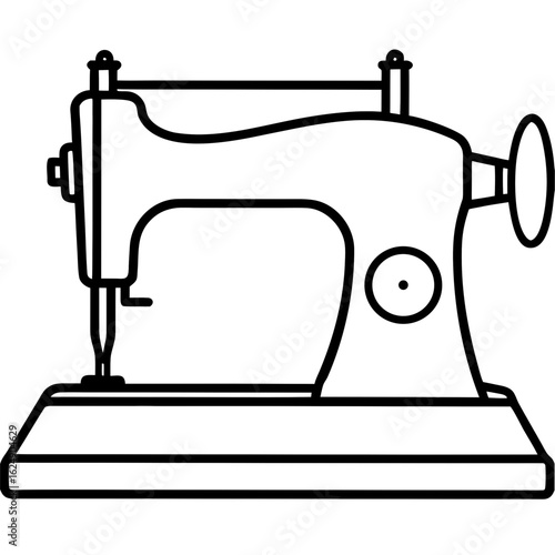 Vintage Sewing Machine on Table – Art Vector