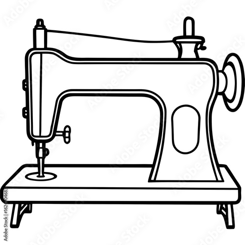 Vintage Sewing Machine on Table – Art Vector