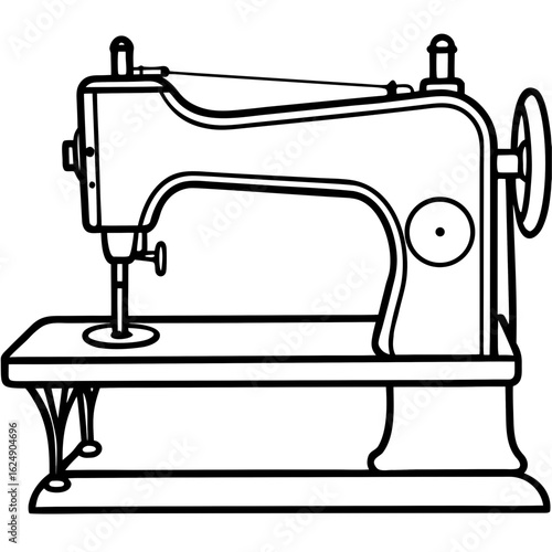 Vintage Sewing Machine on Table – Art Vector