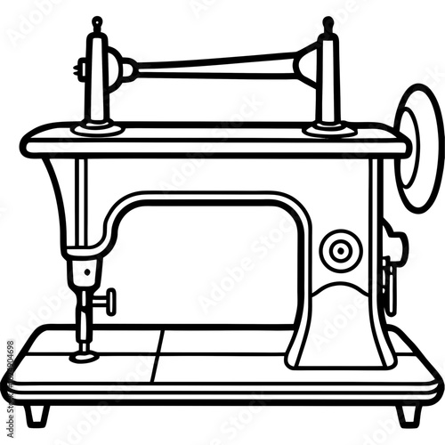 Vintage Sewing Machine on Table – Art Vector