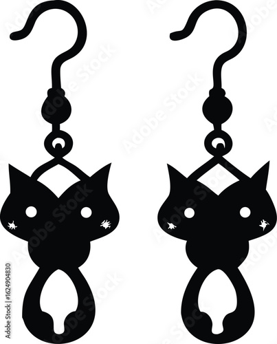 cat earrings laser cut template silhouette