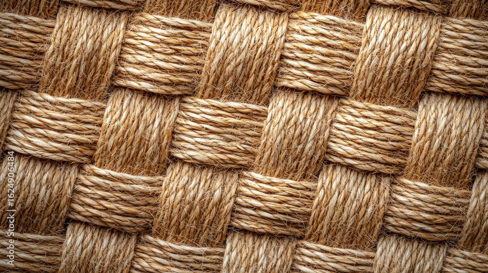 Obraz premium Tan sisal background pristine material overhead perspective natural jute fiber weaving warm sandy colors seamless texture negative space text overlays