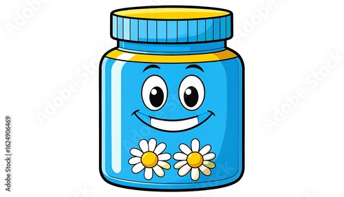 Cartoon medicine bottle with happy face