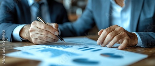 Businessmen Reviewing Financial Data and Charts