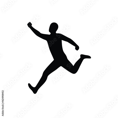 Silhouette of a man jumping with arm raised