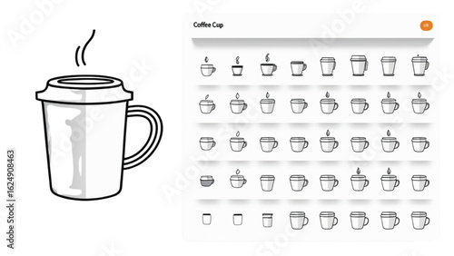 Vector illustration of an isolated hot black coffee drink in a ceramic mug