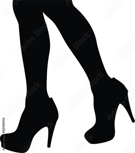 female legs black shoes silhouette 