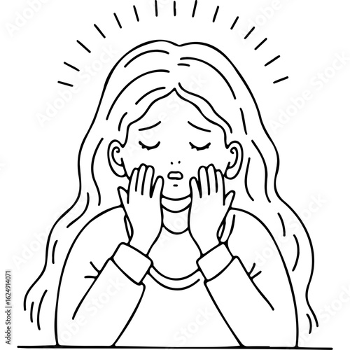 Young woman with long hair expressing stress at home for World Mental Health Day  
