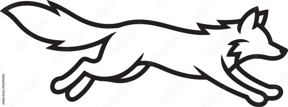 Obraz premium Running Fox Silhouette Line Vector Icon Set, Wild Animal Bundle, fox walking symbol art, fox illustration set.