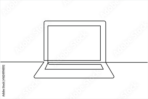 One continuous line drawing of laptop design vector