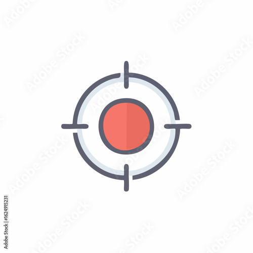 Crosshair targeting icon with red bullseye against white background