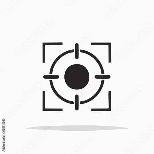 Black and white target icon representing an aiming point camera focus or general objective