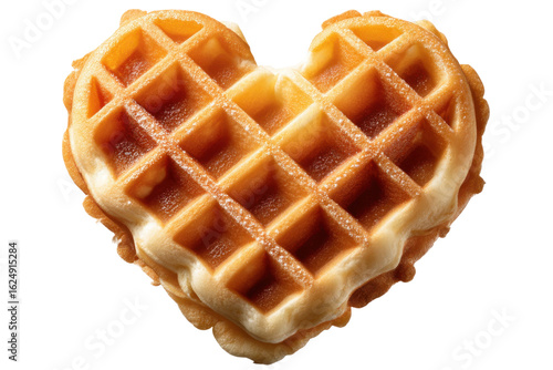 Valentine's day treat heart-shaped waffle kitchen food photography. Isolated on transparent background, png.