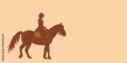  vector illustration of a silhouette of a rider on horseback
