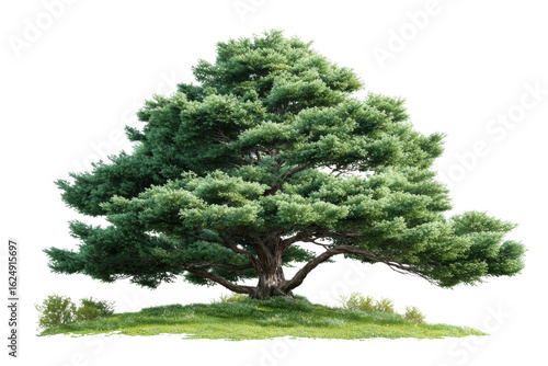 Majestic tree growth in nature vibrant green landscape view. Isolated on transparent background, png.
