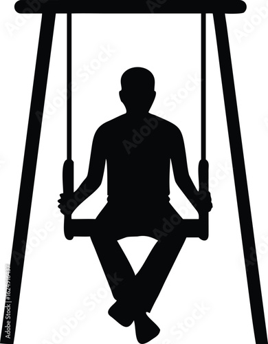 man sitting on swing silhouette