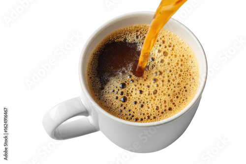 Fresh coffee in a white mug a comforting home kitchen ritual. Isolated on transparent background, png.