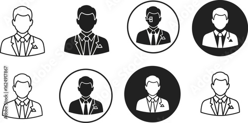 Business man avatar icon set professional vector design