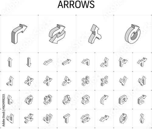 Icons space collection Mega icons, Arrows, left, right, Cycle, T