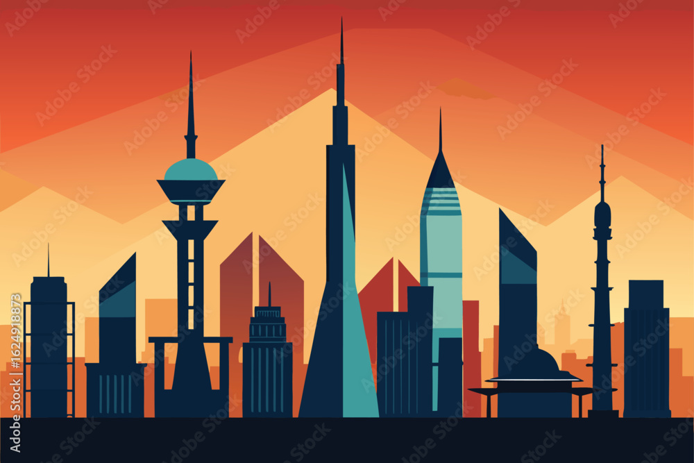 Obraz premium skyline with modern glass towers and historical bu.eps