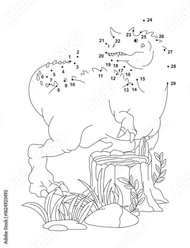 Carnotaurus Connect the Dots Activity Page for Kids – Fun Dot to Dot Dinosaur Puzzle