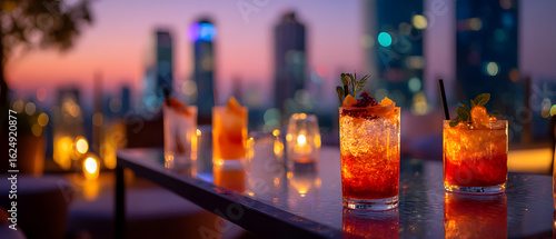 Refreshing Summer Mocktails at Rooftop Bar with City Views