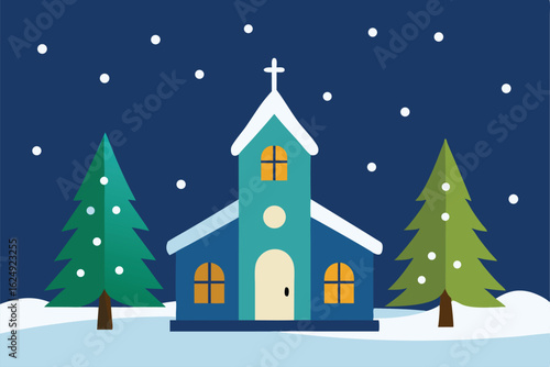 snow covered church exterior on christmas eve wit (1).eps