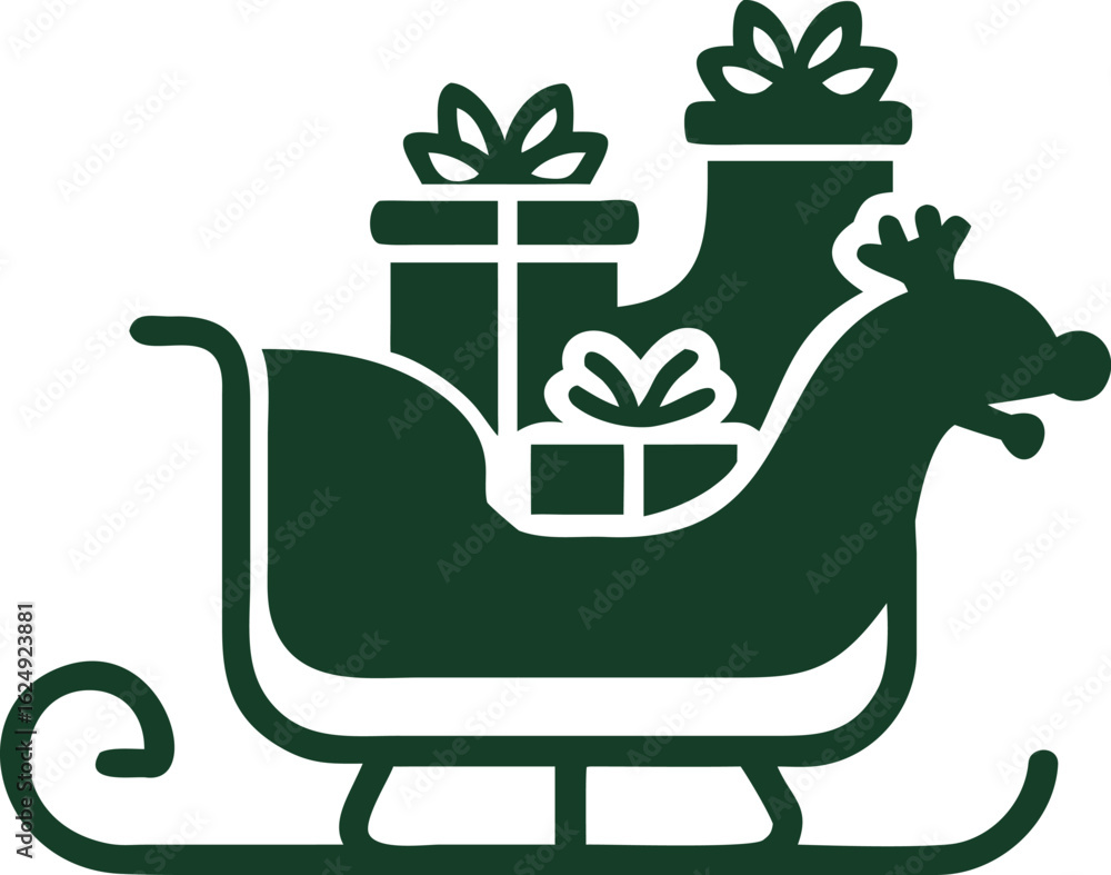 Naklejka premium santa s sleigh with gift silhouette
