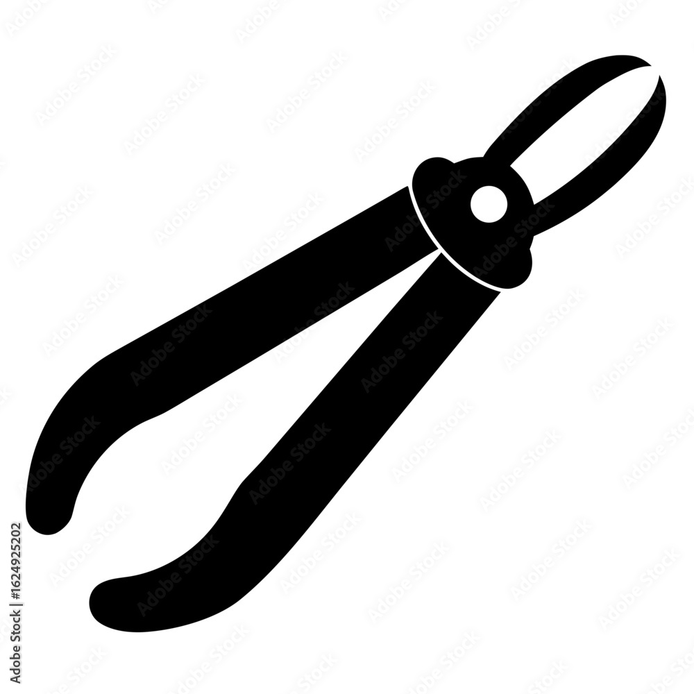 Obraz premium Black silhouette of garden pruning shears or clippers isolated on a white background