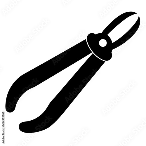 Black silhouette of garden pruning shears or clippers isolated on a white background