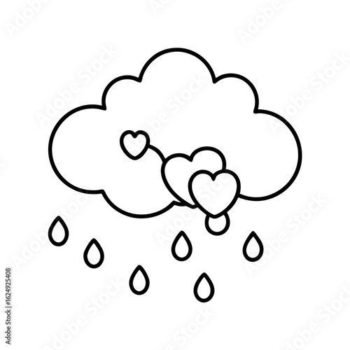 Love Hearts Raining from a Cloud Illustration