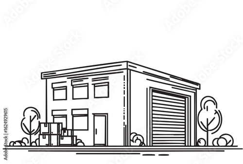 commercial storage premises sketch. illustration abstract modern urban building