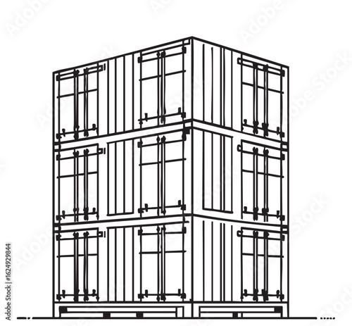 commercial storage premises sketch. illustration abstract modern urban building