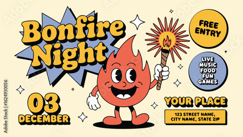 Retro Bonfire Night Celebration on December 3rd with Music, Food, Games, and Free Entry