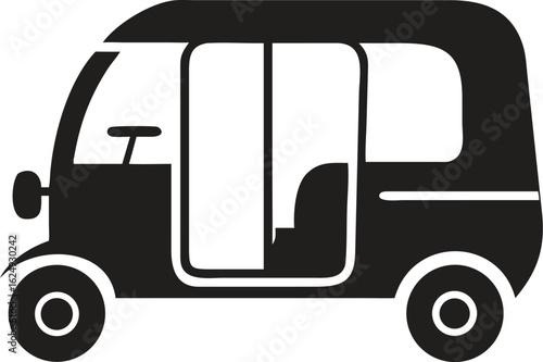 three wheel auto motor rickshaw icon silhouette
