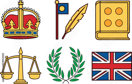 Anniversary of the Statute of Westminster Set for Historical Artwork. Vibrant Statute of Westminster Anniversary Set for Cultural Designs. Colorful Anniversary of the Statute of Westminster Set