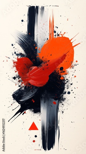 Wallpaper Mural Abstract Expressionism: A Symphony of Red, Black, and Orange Torontodigital.ca