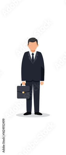 Business Vector SVG Illustration of Man with Briefcase Flat Design Style