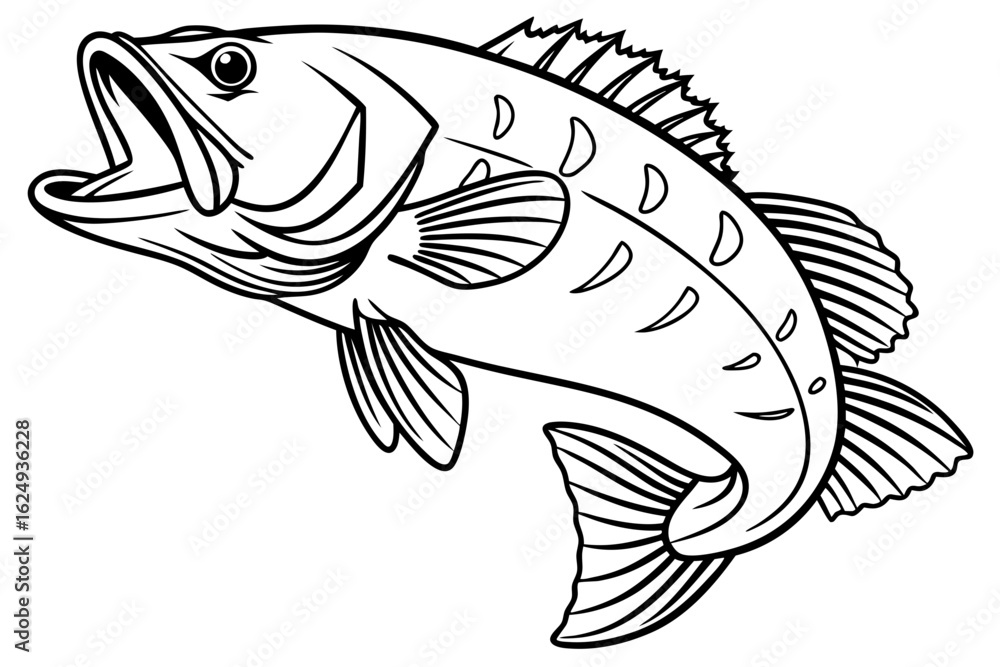 Fototapeta premium coloring page line art the bass black vector