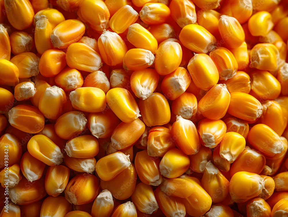 Close-up of vibrant yellow corn kernels, detailed macro shot showing glossy texture and natural variation, full frame agricultural background with organic maize grains in warm lighting
Close-up of vibrant yellow corn kernels, detailed macro shot showing glossy texture and natural variation, full frame agricultural background with organic maize grains in warm lighting