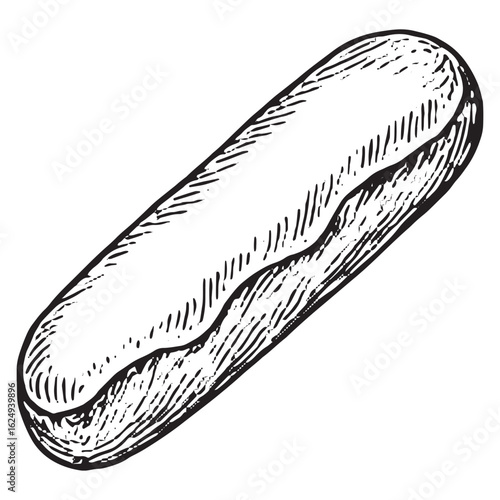 Hand-Drawn Sketch of a Classic Chocolate Eclair Pastry Illustration