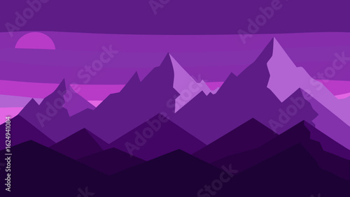 Majestic Purple Tinted Mountain Range During Early Dusk