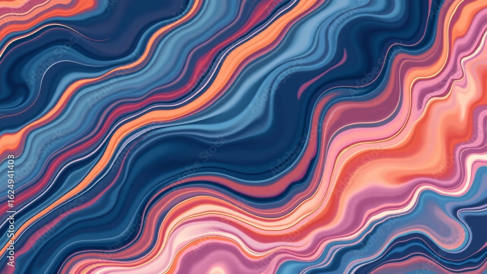 Obraz premium Chromatic Flowing Marble, 3D gradient, liquid shape, flowing lines, intricate patterns, elegant, polished, colorful, abstract, luxurious