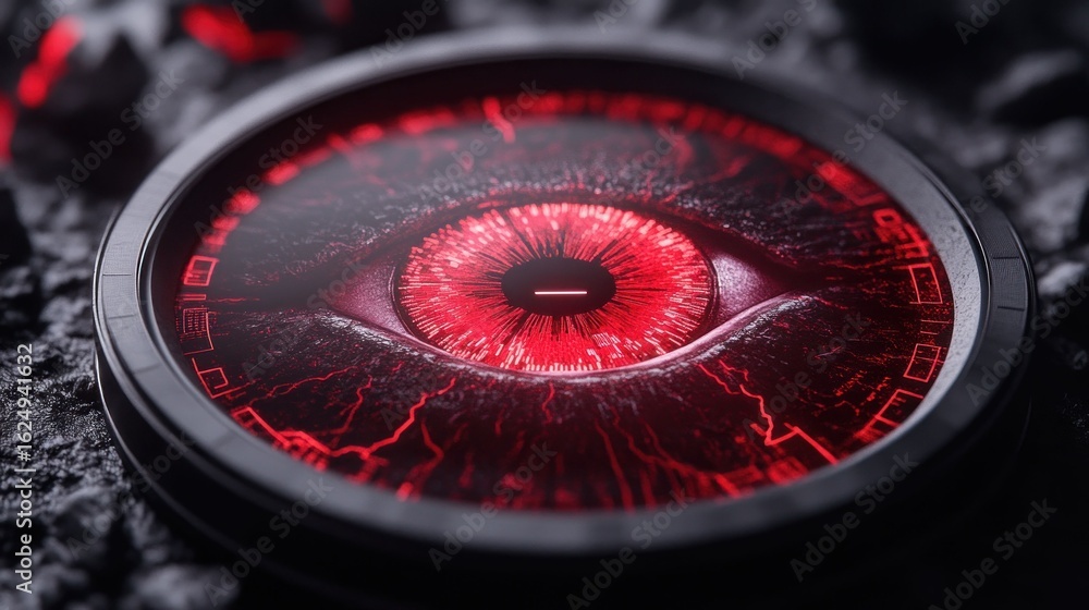 Fototapeta premium The Digital Eye: A Cyberpunk Vision of Surveillance and Technology