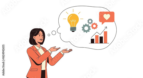 Businesswoman Visualizing Growth, Ideas, and Success